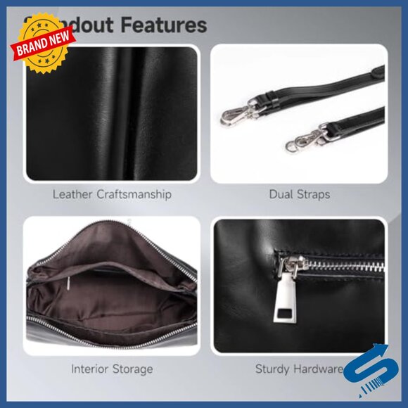 Leather Crossbody Bag with Adjustable Straps, Multiple Pockets, 10.2x6.7in - Picture 5 of 5